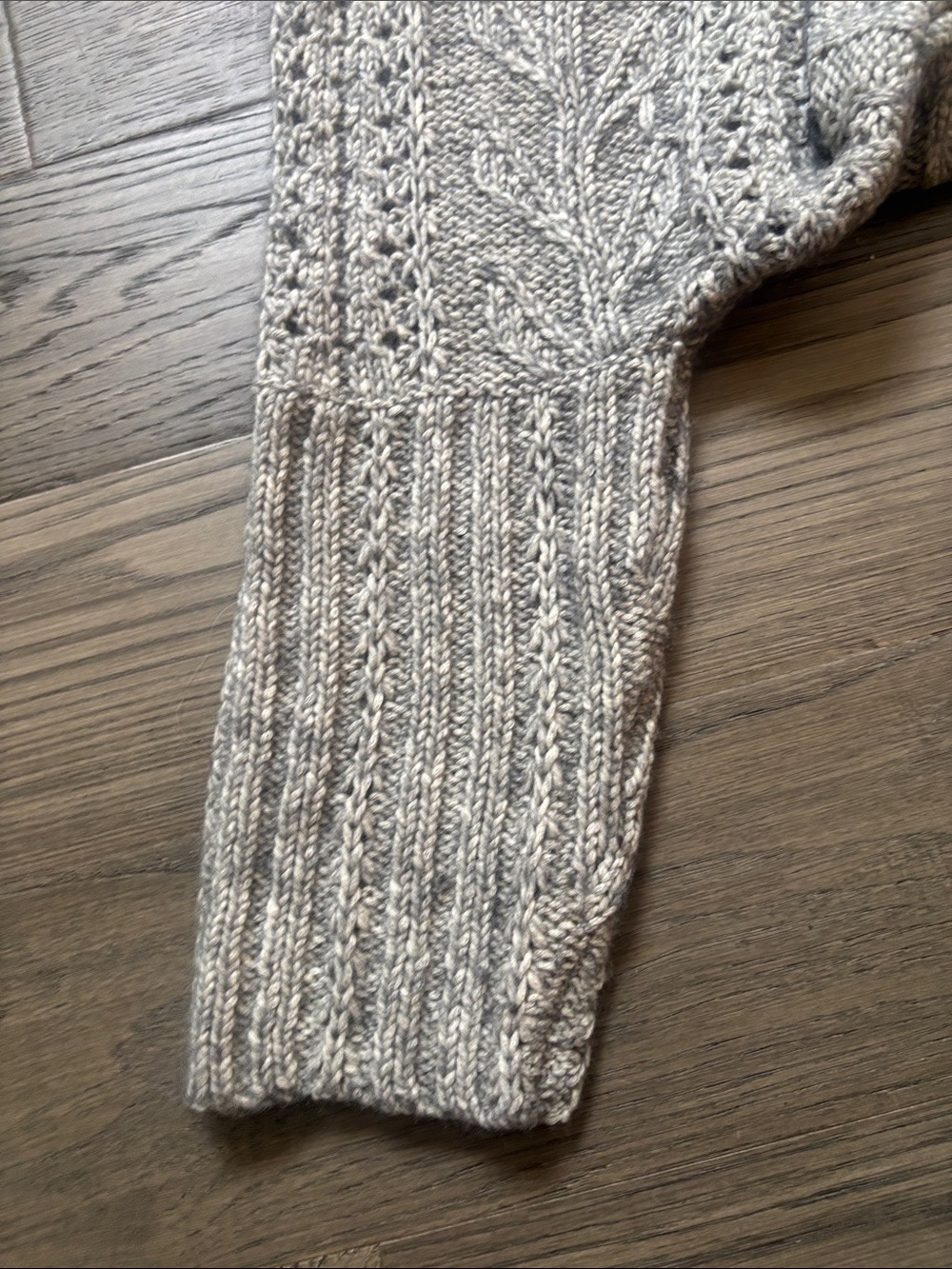 Polo Ralph Lauren | Grey Bohemian Open-Weave Cable Knit Sweater Poncho Size XL - Picture 11 of 14